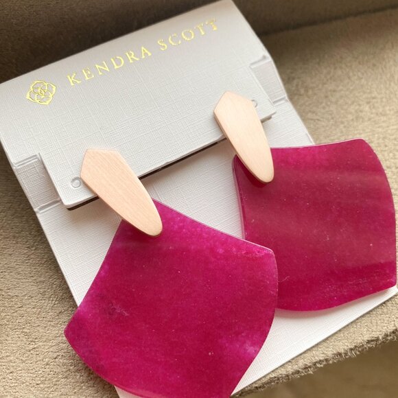 Kendra Scott Astoria Earrings, Rose Gold Purple Agate - Picture 2 of 3